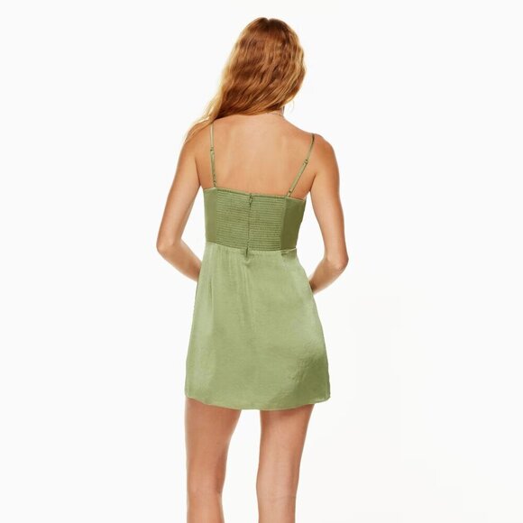 NWT Aritzia Sunday Best Spencer Satin Mini Dress, Pear Green, Size S - Picture 3 of 11
